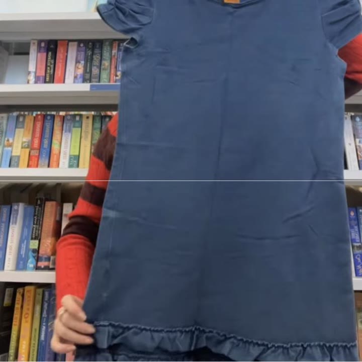 RED Valentino denim ruffle dress, from Alex Bailey's thrift haul