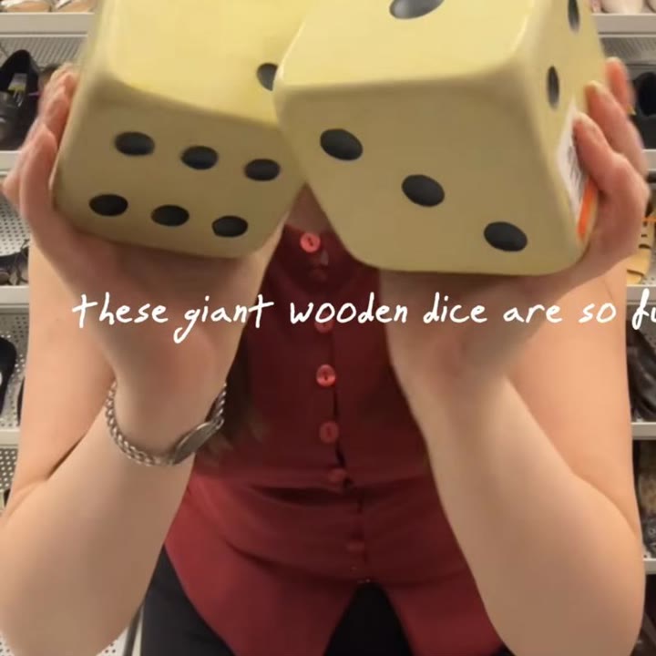 Giant wooden dice, from Alex Bailey's thrift haul