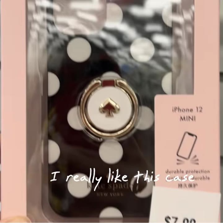Kate Spade polka dot iPhone 12 mini case with ring stand, from Alex Bailey's thrift haul